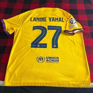 RARE FC Barcelona #27 Lamine Yamal 2022-24 Nike Away Player Edition Jersey